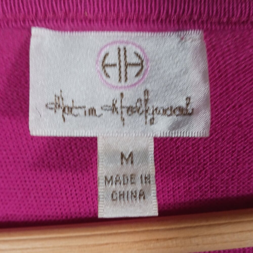 Hot In Hollywood Fuchsia Pink Crochet Tunic W/ Attached Tank, 3/4 Sleeve, Medium - Picture 2 of 16